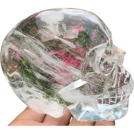 Crâne de cristal, ornement en cristal sculpté, idéal pour les chambres, les bureaux, la méditation et la purification de l'air. (1/5)