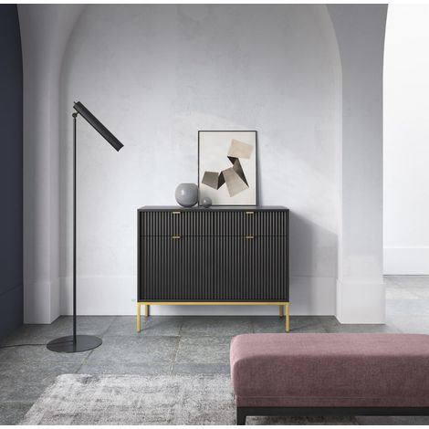 AX LIVING Kommode mit Schublade Eternas KS104 104cm breite, Modern in Schwarz