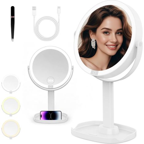 Miroir Grossissant Lumineux,Miroir 30X/1X Double Face (1/5)