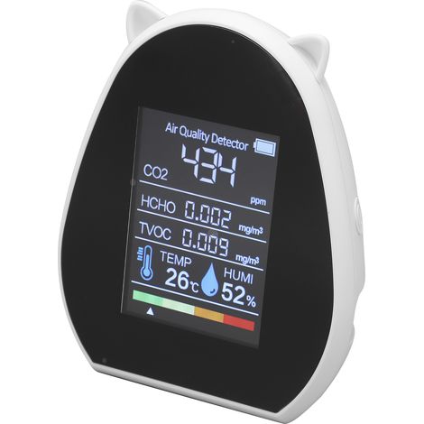 CO2-Detektor mit Temperatur- und Feuchtigkeitsmessung, hochpräziser Luftqualitätsmonitor für Kohlendioxid (HCHO), TVOC, DC 5 V (1/5)