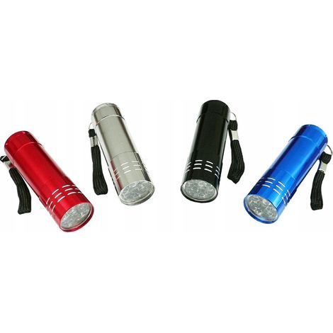 Linterna LED para coche, 9 diodos, aluminio, práctica, 3 pilas AAA.