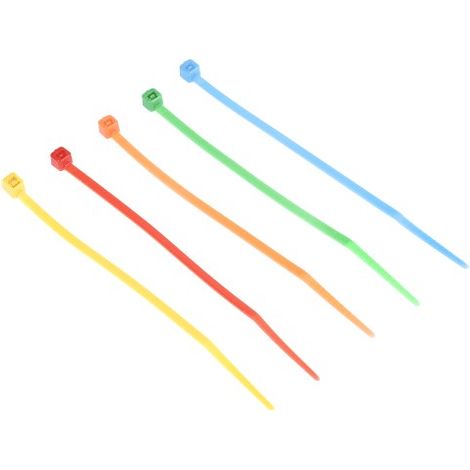 Serre-câble RS PRO 100mm x 2,5 mm, couleur "Assorti en Nylon 66, x 500 ( Prix pour Sachet de 500 )