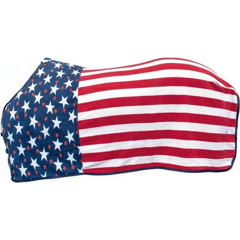 Coperta per cavalli Chicago colori USA in pile antipilling con chiusura anteriore: 155 cm, Bandiera america (1/2)