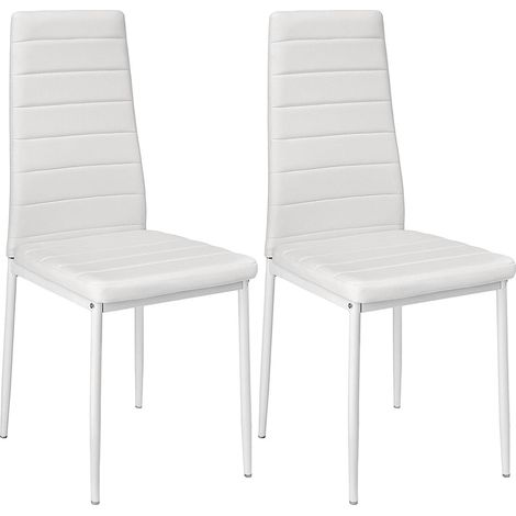 2er Set Esszimmerstühle mit Rückenlehne,Polsterstuhl aus Metallbeine,Weiß