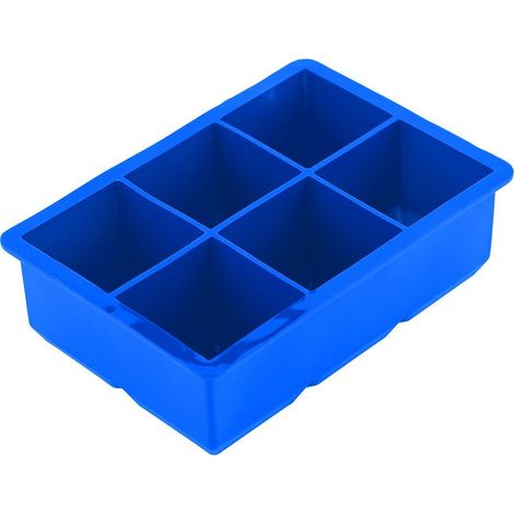 Silikon-Eiswürfelform mit 6 Mulden, auch als Pralinen- und Bonbonform geeignet, dunkelblaues Küchenutensil (1/5)