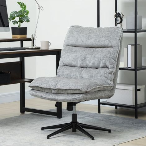 Sedia da ufficio 63.5x81x96-102 cm grigia in poliestere effetto chenille girevole e regolabile in altezza (1/4)