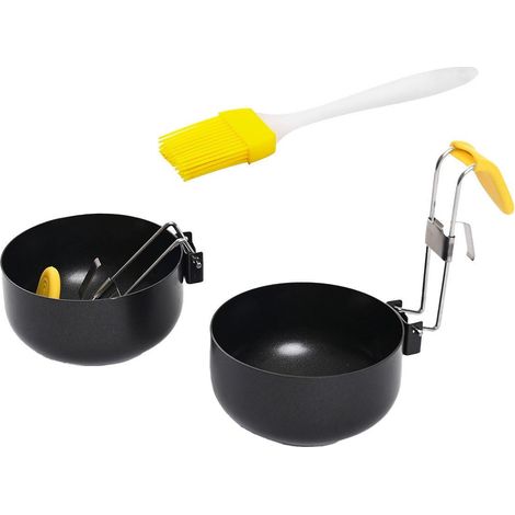 Lot de 2 cuiseurs à œufs ronds pliables, antiadhésifs et résistants à la chaleur, à suspendre aux oreilles (1/5)