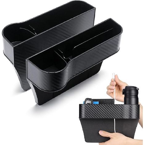 Set di 2 organizer laterali per sedile auto, organizer multifunzionale per sedile anteriore auto, contenitore per riporre telefoni, portafogli e carte nello spazio tra i sedili dell'auto.