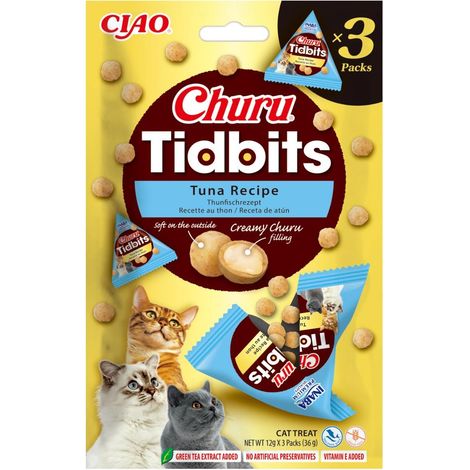 INABA CHURU TIDBITS FRIANDISES POUR CHATS À BASE D'INGRÉDIENTS DE HAUTE QUALITÉ, RICHES EN HUMIDITÉ ET EN PROTÉINES, FAIBLES EN