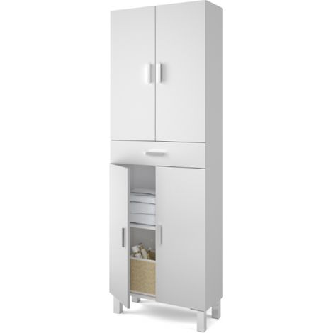 Colonna bagno a terra 60x29x182 cm bianco lucido con 4 ante e 1 cassetto - Siracusa (1/7)