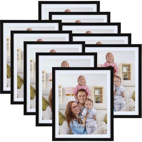 Bilderrahmen 10er Passepartout Collage Set 23x28 Wand 20x25 cm Schwarz (1/5)