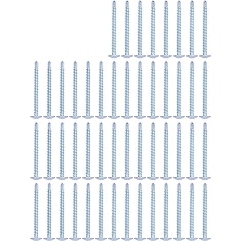 50 vis autoperceuses cruciformes en acier au carbone zingué, tête ronde 4,2 x 50 mm (1/5)