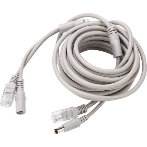RJ45+DC Câble de vidéosurveillance Ethernet RJ45 + DC 5M/10M/15M/20M pour caméras IP système NVR informatique audio (1/4)