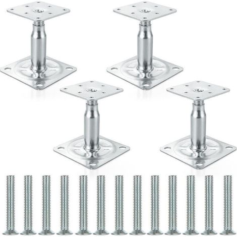 Lot de 4 Support de Poteau Galvanisé Réglable 100-150 mm pour Clôtures et Pergolas