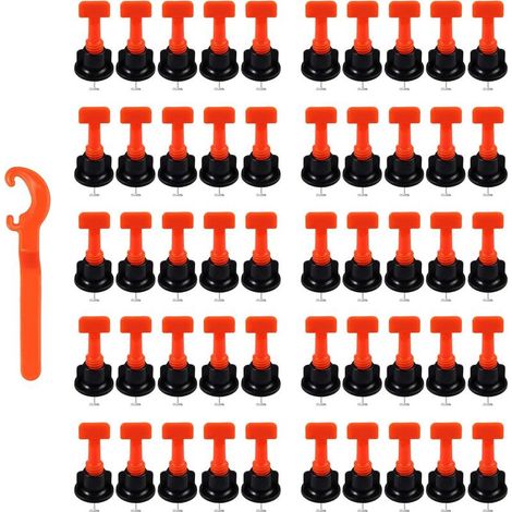 Kit Nivellement Carrelage - 50 Caules En T Et 1 Clef D Espacement - Pour Epaisseur Carreaux 5 A 18 Mm - Ecart Entre Carreaux 2 A 8 Mm - Reutilisable (1/5)