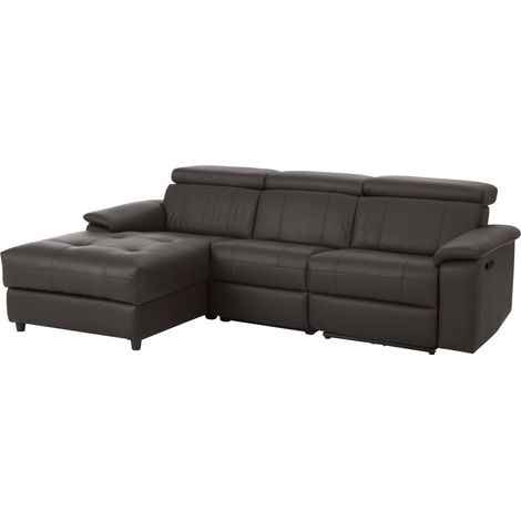 Tanaro-Chaise Longue Canapé 3 Places Gauche avec Fonction Manuel en PU Marron