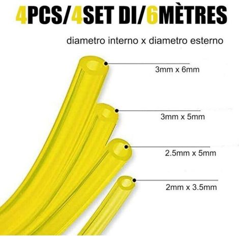 Tuyau Alimentation Carburant - 1,5 M - Diamètres 3x6 mm 3x5 mm 2,5x5 mm 2x3,5 mm - Pour Souffleur Debroussailleuse Tondeuse Nettoyeur Haute Pression - Lot de 1 (1/4)