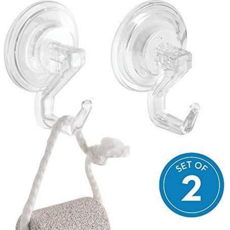 Crochet À Ventouse - Pour Salle De Bain Et Douche - Fixation Sur Surface Lisse Non Poreuse - Transparent - Lot De 2