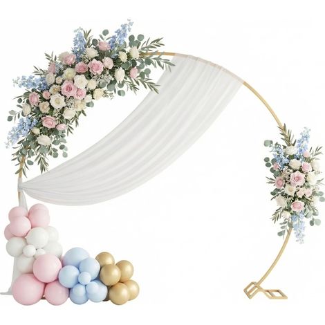 Arche à ballons ronde en métal doré 244 x 213 cm avec lestage