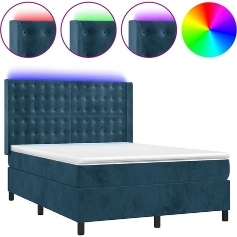 Maison Exclusive - Sommier à lattes de lit matelas et LED Bleu foncé 140x190 cm (1/5)