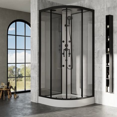 Cabina doccia idromassaggio semicircolare 90x90cm multifunzione h215cm Sark (1/4)