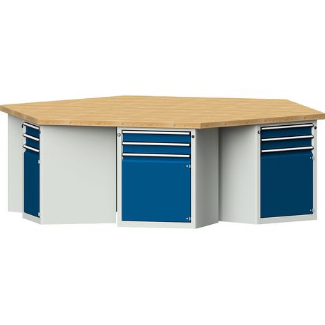 ANKE, Établi multiple, 6 caissons, 2 tiroirs chacun, 1 porte