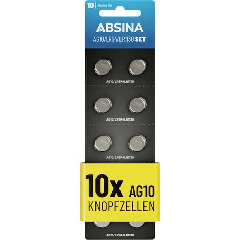 Absina Pile bouton AG 10 1.5 V 10 pc(s) alcaline(s)