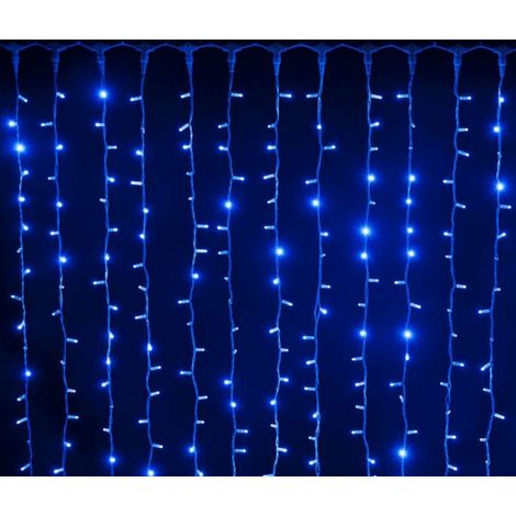 ETTROIT Tenda Luminosa 200 LED, 3Mt, Luce Blu, Cavo Bianco, IP65, Prolungabile, Effetto Flash , Con fili uniformi da 1 metro , ghirlanda nataliza, negozi, balcone natale