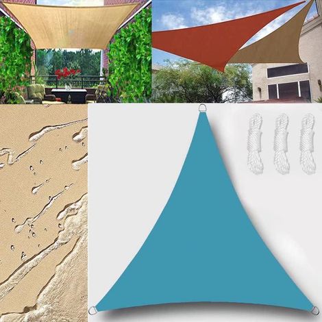 Voile d'ombrage triangulaire à angle droit imperméable résistant aux UV pour jardin et terrasse avec corde kit Blue Lagoon 4 x 4 x 5,7 m (1/5)