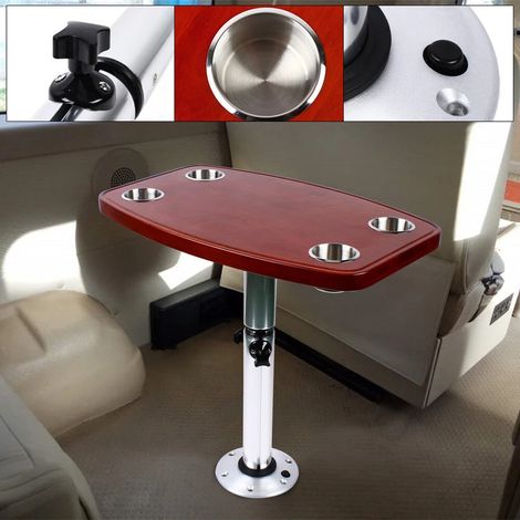 Wohnmobil-Tisch mit 4 Tassenplätzen, höhenverstellbarer 22-28 Zoll, freistehender rechteckiger Schreibtisch für RV, Nutzfahrzeuge, Seeboote usw.