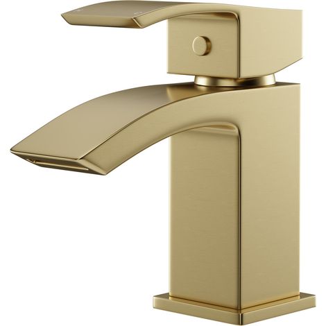 Colore Square Brushed Brass Mono Basin Mixer Tap (1/5)