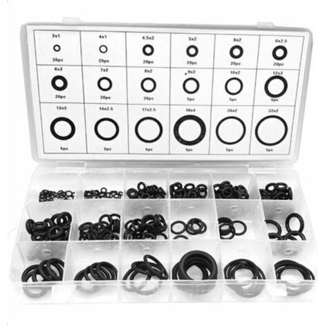 Kit de joints toriques 225 pcs – 18 tailles en caoutchouc nitrile butadiène – Résistants à l'huile et à la chaleur – Pour plomberie et automobile