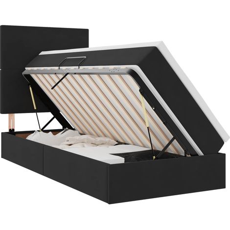 Maison Exclusive - LED-Speicherbett mit Matratze Schwarz 90 x 200