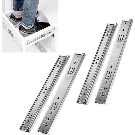 Lot de 2 glissières de tiroir à extension totale, 400 mm, capacité de charge max. 45 kg, à roulement à billes, pour meubles de cuisine (1/5)
