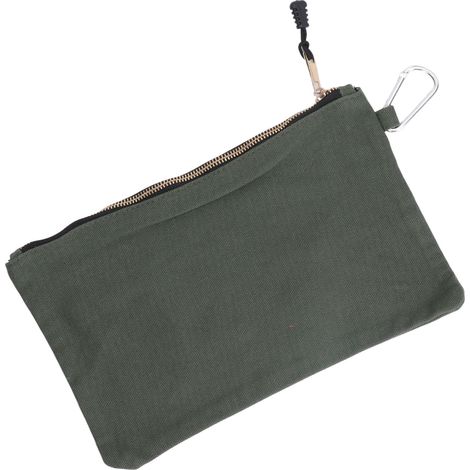 Sac à outils fermé éclair multifonction en toile imperméable transportable avec mousqueton pour rangement vert olive (1/5)