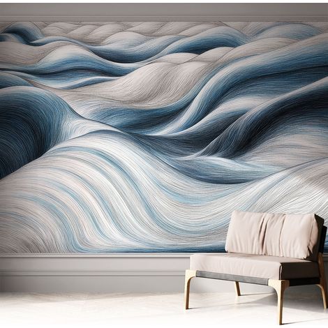 Papier peint autocollant décoratif à motifs pour salon chambre et bureau Tapete adhésif pour décoration Vagues douces 312x219 cm (1/5)