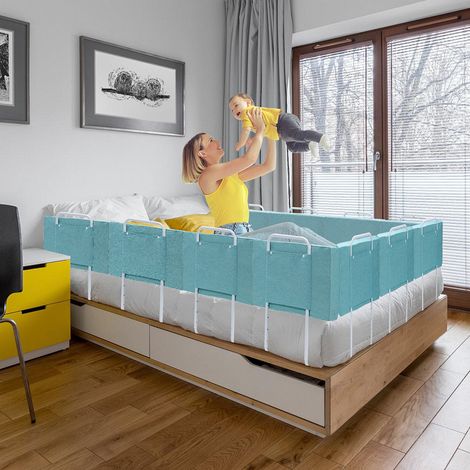 Wolketon Bettgitter Rausfallschutz Bett Bettschutzgitter für Kinder 5-Loch Höhenverstellbar Kinderbettgitter Sicherheitsschutz für Kleinkinder Babys und Kinder 50cm Grün