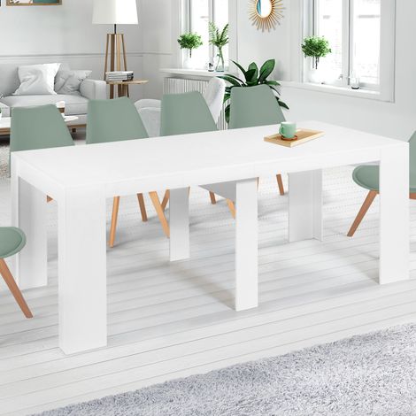 Consola extensible ORLANDO, 10 plazas, 235 cm, madera blanca (1/5)