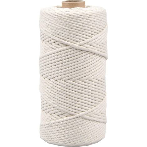 100M Blanc Corde Coton Macramé, 3mm Ficelle Jute Coton, Fil Macramé en Coton, Ficelle Cordelette, Ficelle Corde de Tressée pour Emballage Cadeau Tricotage Décoration Artisanat Suspendues- (1/5)