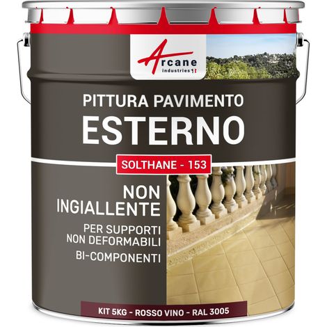 Vernice per cemento esterno calpestabile - SOLTHANE - 153 - 5 kg Rosso Vino - RAL 3005 - ARCANE INDUSTRIES (1/5)