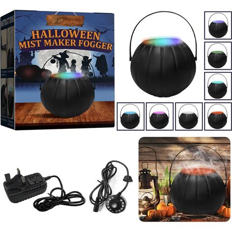 Fumoir d'Halloween avec 7 lumières LED à couleurs changeantes, décoration pour fête familiale intérieure et extérieure