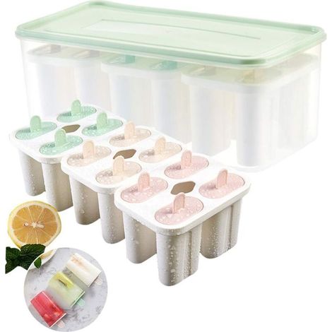 Moule à glace avec couvercle verrouillable, boîte de rangement pour aliments, moules à glace réutilisables classiques, machine à gl (1/5)