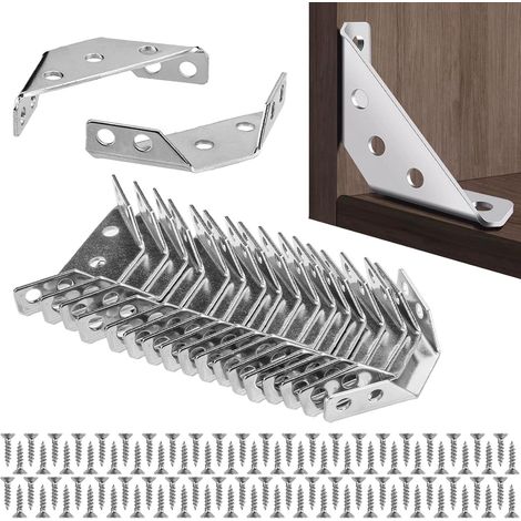22 Pcs Connecteurs d'Angle, Équerres d'Angle, Connecteurs d'Angle Universels en Acier Inoxydable, Support d'Angle Triangulaires Connexion pour Meubles Armoires Chaises Tables, avec Vis (1/5)
