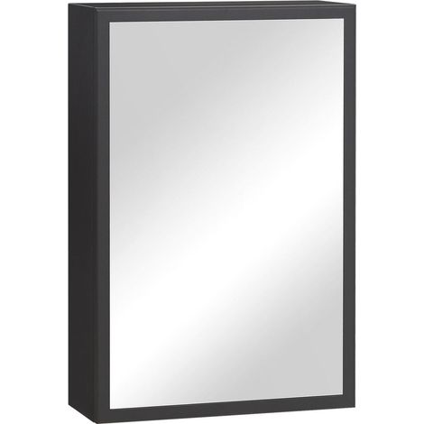 Armoire à miroir armoire murale moderne avec miroir et 3 couches, noir, pour salle de bain, 40X15X60 Cm (1/4)