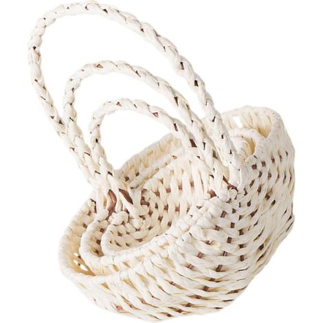 Ensemble de 3 paniers de rangement tressés à la main avec poignées, paniers à fruits rustiques pour la décoration intérieure (1/5)