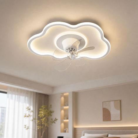 Ventilateur de plafond design nuage, 50cm, moteur cuivre silencieux, éclairage LED réglable sans scintillement, télécommande, oscillation 360° (1/4)