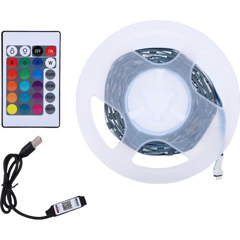 Bande LED RGB de 5 m avec application de contrôle à distance, couleurs changeantes, modes dynamiques, luminosité réglable, synchronisation musicale, installation facile et sécable pour la décoration i (1/5)