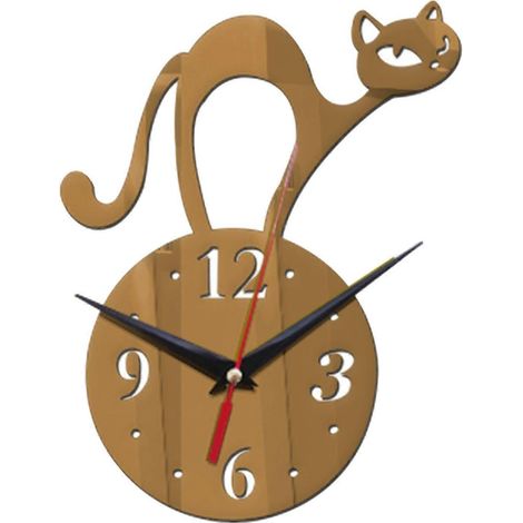 Horloge murale miroir facile à lire, forme irrégulière, idéale pour la décoration de la chambre à coucher.-Brown