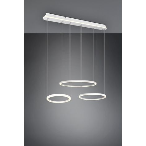 MORRISON SOSPENSIONE LED 3 ANELLI BIANCACON REGOLAZIONE INTENSITA' E TEMPERATURA DI COLORE AD INTERRUTTORE L.90CM. LED 60W, 2.300K-3.000K-4000K, 6800LM (1/4)