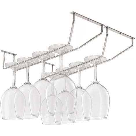 Lot de 2 Porte Verres Suspendu en avec Vis - Support Verre a Pied Suspendu de 35 x 11 cm - Rangement Verre a Pied pour Bar et Cuisine (1/4)